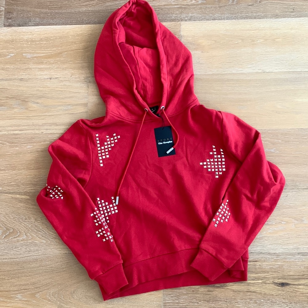The Kooples fleece hoodie with pyramid studs size 2